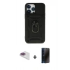 MARSİLYAN™- iPhone 13 Pro Max Kılıf Ahenk Klasik - Siyah 3D Antistatik Hayalet Cam Ekran Koruyucu + Pers Alüminyum Kamera Lens - GI