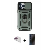 MARSİLYAN™- iPhone 13 Pro Max Kılıf Ahenk Klasik - Siyah 3D Antistatik Hayalet Cam Ekran Koruyucu + Pers Alüminyum Kamera Lens - GI