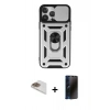 MARSİLYAN™- iPhone 13 Pro Max Kılıf Ahenk Klasik - Siyah 3D Antistatik Hayalet Cam Ekran Koruyucu + Pers Alüminyum Kamera Lens - GD