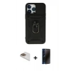 MARSİLYAN™- iPhone 13 Pro Max Kılıf Ahenk Klasik - Siyah 3D Antistatik Hayalet Cam Ekran Koruyucu + Pers Alüminyum Kamera Lens - GD