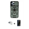 MARSİLYAN™- iPhone 13 Pro Max Kılıf Ahenk Klasik - Siyah 3D Antistatik Hayalet Cam Ekran Koruyucu + Pers Alüminyum Kamera Lens - SABE