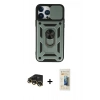 MARSİLYAN™- iPhone 13 Pro Max Kılıf Ahenk Klasik - Siyah 6D Mat Seramik Hayalet Nano Ekran Koruyucu + Raze Metal Kamera Lens - GD