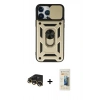 MARSİLYAN™- iPhone 13 Pro Max Kılıf Ahenk Klasik - Siyah 6D Mat Seramik Hayalet Nano Ekran Koruyucu + Raze Metal Kamera Lens - GD