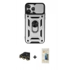 MARSİLYAN™- iPhone 13 Pro Max Kılıf Ahenk Klasik - Siyah 6D Mat Seramik Hayalet Nano Ekran Koruyucu + Raze Metal Kamera Lens - GD