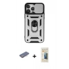 MARSİLYAN™- iPhone 13 Pro Max Kılıf Ahenk Klasik - Siyah 6D Mat Seramik Hayalet Nano Ekran Koruyucu + Renkli Kamera Lens Koruma Cam - MI