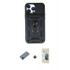 MARSİLYAN™- iPhone 13 Pro Max Kılıf Ahenk Klasik - Siyah 6D Mat Seramik Hayalet Nano Ekran Koruyucu + Metal Kamera Lens Koruma Cam - KI