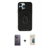 MARSİLYAN™- iPhone 13 Pro Max Kılıf Ahenk Klasik - Siyah 6D Mat Seramik Hayalet Nano Ekran Koruyucu + Neon Fosforlu Kamera Lens - BZ
