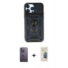 MARSİLYAN™- iPhone 13 Pro Max Kılıf Ahenk Klasik - Siyah 6D Mat Seramik Hayalet Nano Ekran Koruyucu + Neon Fosforlu Kamera Lens - BZ