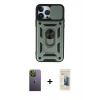 MARSİLYAN™- iPhone 13 Pro Max Kılıf Ahenk Klasik - Siyah 6D Mat Seramik Hayalet Nano Ekran Koruyucu + Neon Fosforlu Kamera Lens - YL