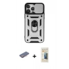 MARSİLYAN™- iPhone 13 Pro Max Kılıf Ahenk Klasik - Siyah 6D Mat Seramik Hayalet Nano Ekran Koruyucu + Renkli Kamera Lens Koruma Cam - PE