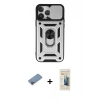 MARSİLYAN™- iPhone 13 Pro Max Kılıf Ahenk Klasik - Siyah 6D Mat Seramik Hayalet Nano Ekran Koruyucu + Pembe Shine Kamera Lens Koruma Cam