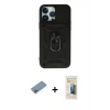 MARSİLYAN™- iPhone 13 Pro Max Kılıf Ahenk Klasik - Siyah 6D Mat Seramik Hayalet Nano Ekran Koruyucu + Pembe Shine Kamera Lens Koruma Cam