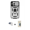 MARSİLYAN™- iPhone 13 Pro Max Kılıf Ahenk Klasik - Siyah 6D Mat Seramik Hayalet Nano Ekran Koruyucu + Pers Alüminyum Kamera Lens - LT
