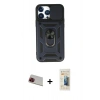 MARSİLYAN™- iPhone 13 Pro Max Kılıf Ahenk Klasik - Siyah 6D Mat Seramik Hayalet Nano Ekran Koruyucu + Rainbow Kamera Lens Koruma Cam - KI