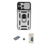 MARSİLYAN™- iPhone 13 Pro Max Kılıf Ahenk Klasik - Siyah 6D Mat Seramik Hayalet Nano Ekran Koruyucu + Renkli Kamera Lens Koruma Cam - SI
