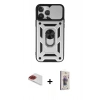 MARSİLYAN™- iPhone 13 Pro Max Kılıf Ahenk Klasik - Siyah Bilvis 3D Cam Ekran Koruyucu + Pers Alüminyum Kamera Lens - KI