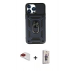 MARSİLYAN™- iPhone 13 Pro Max Kılıf Ahenk Klasik - Siyah Bilvis 3D Cam Ekran Koruyucu + Pers Alüminyum Kamera Lens - KI