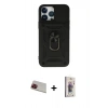 MARSİLYAN™- iPhone 13 Pro Max Kılıf Ahenk Klasik - Siyah Bilvis 3D Cam Ekran Koruyucu + Rainbow Kamera Lens Koruma Cam - KI