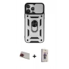 MARSİLYAN™- iPhone 13 Pro Max Kılıf Ahenk Klasik - Siyah Bilvis 3D Cam Ekran Koruyucu + Rainbow Kamera Lens Koruma Cam - KI