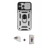 MARSİLYAN™- iPhone 13 Pro Max Kılıf Ahenk Klasik - Siyah Bilvis 3D Cam Ekran Koruyucu + Pers Alüminyum Kamera Lens - GD