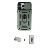 MARSİLYAN™- iPhone 13 Pro Max Kılıf Ahenk Klasik - Siyah Bilvis 3D Cam Ekran Koruyucu + Rainbow Kamera Lens Koruma Cam - REGD