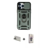 MARSİLYAN™- iPhone 13 Pro Max Kılıf Ahenk Klasik - Siyah Bilvis 3D Cam Ekran Koruyucu + Rainbow Kamera Lens Koruma Cam - BZ