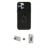 MARSİLYAN™- iPhone 13 Pro Max Kılıf Ahenk Klasik - Siyah Bilvis 3D Cam Ekran Koruyucu + Rainbow Kamera Lens Koruma Cam - REGD