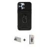 MARSİLYAN™- iPhone 13 Pro Max Kılıf Ahenk Klasik - Siyah Bilvis 3D Cam Ekran Koruyucu + Rainbow Kamera Lens Koruma Cam - MR