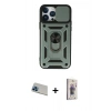 MARSİLYAN™- iPhone 13 Pro Max Kılıf Ahenk Klasik - Siyah Bilvis 3D Cam Ekran Koruyucu + Rainbow Kamera Lens Koruma Cam - MI