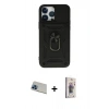 MARSİLYAN™- iPhone 13 Pro Max Kılıf Ahenk Klasik - Siyah Bilvis 3D Cam Ekran Koruyucu + Rainbow Kamera Lens Koruma Cam - MI