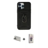 MARSİLYAN™- iPhone 13 Pro Max Kılıf Ahenk Klasik - Siyah Bilvis 3D Cam Ekran Koruyucu + Rainbow Kamera Lens Koruma Cam - BZ