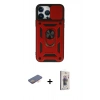 MARSİLYAN™- iPhone 13 Pro Max Kılıf Ahenk Klasik - Siyah Bilvis 3D Cam Ekran Koruyucu + Renkli Kamera Lens Koruma Cam - TU