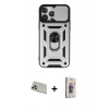 MARSİLYAN™- iPhone 13 Pro Max Kılıf Ahenk Klasik - Siyah Bilvis 3D Cam Ekran Koruyucu + Rainbow Kamera Lens Koruma Cam - REGD
