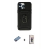 MARSİLYAN™- iPhone 13 Pro Max Kılıf Ahenk Klasik - Siyah Bilvis 3D Cam Ekran Koruyucu + Shine Kamera Lens Koruma Cam - PE