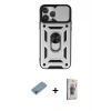 MARSİLYAN™- iPhone 13 Pro Max Kılıf Ahenk Klasik - Siyah Bilvis 3D Cam Ekran Koruyucu + Shine Kamera Lens Koruma Cam - GI