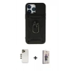 MARSİLYAN™- iPhone 13 Pro Max Kılıf Ahenk Klasik - Siyah Bilvis 3D Cam Ekran Koruyucu + Shine Kamera Lens - GD