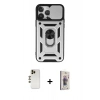 MARSİLYAN™- iPhone 13 Pro Max Kılıf Ahenk Klasik - Siyah Bilvis 3D Cam Ekran Koruyucu + Shine Kamera Lens - GD