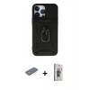 MARSİLYAN™- iPhone 13 Pro Max Kılıf Ahenk Klasik - Siyah Bilvis 3D Cam Ekran Koruyucu + Renkli Kamera Lens Koruma Cam - YL