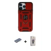 MARSİLYAN™- iPhone 13 Pro Max Kılıf Ahenk Klasik - Siyah Bilvis 3D Cam Ekran Koruyucu + Renkli Kamera Lens Koruma Cam - YL
