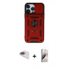 MARSİLYAN™- iPhone 13 Pro Max Kılıf Ahenk Klasik - Siyah Bilvis 3D Mat Cam Ekran Koruyucu + Pers Alüminyum Kamera Lens - GI