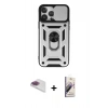 MARSİLYAN™- iPhone 13 Pro Max Kılıf Ahenk Klasik - Siyah Bilvis 3D Mat Cam Ekran Koruyucu + Pers Alüminyum Kamera Lens - GI