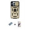 MARSİLYAN™- iPhone 13 Pro Max Kılıf Ahenk Klasik - Siyah Bilvis 3D Mat Cam Ekran Koruyucu + Shine Kamera Lens Koruma Cam - GI