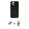 MARSİLYAN™- iPhone 13 Pro Max Kılıf Ahenk Klasik - Siyah Bilvis 3D Mat Cam Ekran Koruyucu + Shine Kamera Lens Koruma Cam - GI