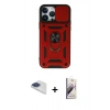 MARSİLYAN™- iPhone 13 Pro Max Kılıf Ahenk Klasik - Siyah Bilvis 3D Mat Cam Ekran Koruyucu + Lacivert Pers Alüminyum Kamera Lens
