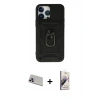 MARSİLYAN™- iPhone 13 Pro Max Kılıf Ahenk Klasik - Siyah Bilvis 3D Mat Cam Ekran Koruyucu + Mor Rainbow Kamera Lens Koruma Cam