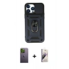 MARSİLYAN™- iPhone 13 Pro Max Kılıf Ahenk Klasik - Siyah Bilvis 3D Mat Cam Ekran Koruyucu + Neon Fosforlu Kamera Lens - YL