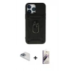 MARSİLYAN™- iPhone 13 Pro Max Kılıf Ahenk Klasik - Siyah Bilvis 3D Mat Cam Ekran Koruyucu + Pers Alüminyum Kamera Lens - SABE