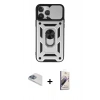 MARSİLYAN™- iPhone 13 Pro Max Kılıf Ahenk Klasik - Siyah Bilvis 3D Mat Cam Ekran Koruyucu + Pers Alüminyum Kamera Lens - SABE