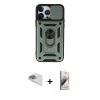 MARSİLYAN™- iPhone 13 Pro Max Kılıf Ahenk Klasik - Siyah Bilvis 3D Mat Cam Ekran Koruyucu + Pers Alüminyum Kamera Lens - SABE