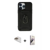 MARSİLYAN™- iPhone 13 Pro Max Kılıf Ahenk Klasik - Siyah Bilvis 3D Mat Cam Ekran Koruyucu + Pers Alüminyum Kamera Lens - GD